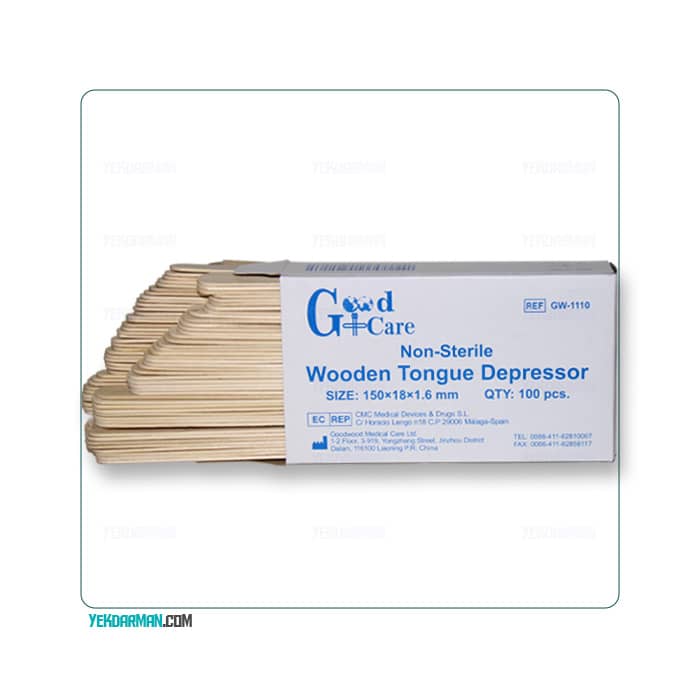آبسلانگ چوبی غیر استریل گودکر GoodCare Wooden Tongue Depressor